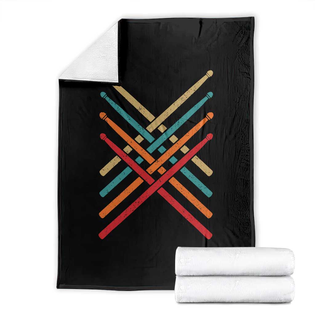 Retro Vintage Drummer Throw Blanket 70s 80s Distressed Drum Sticks TS10 Black Print Your Wear