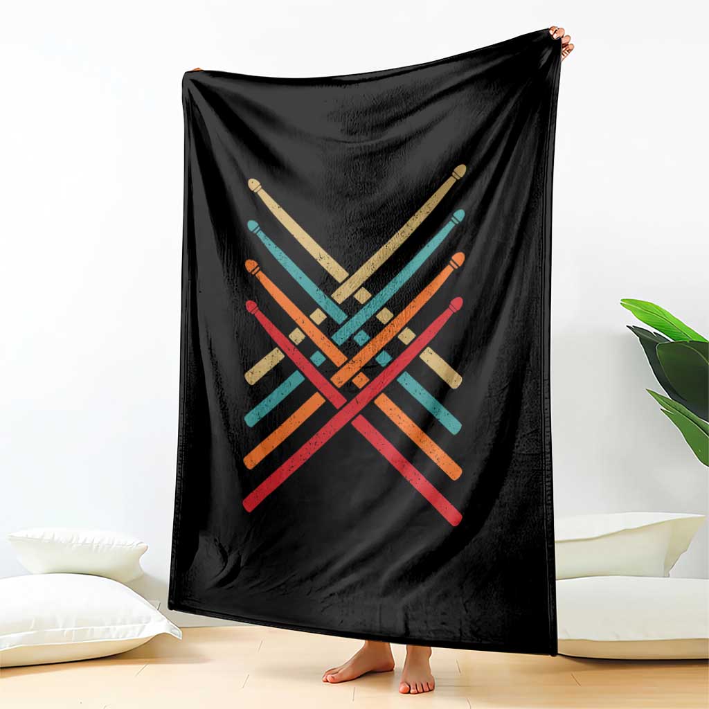 Retro Vintage Drummer Throw Blanket 70s 80s Distressed Drum Sticks TS10 Print Your Wear