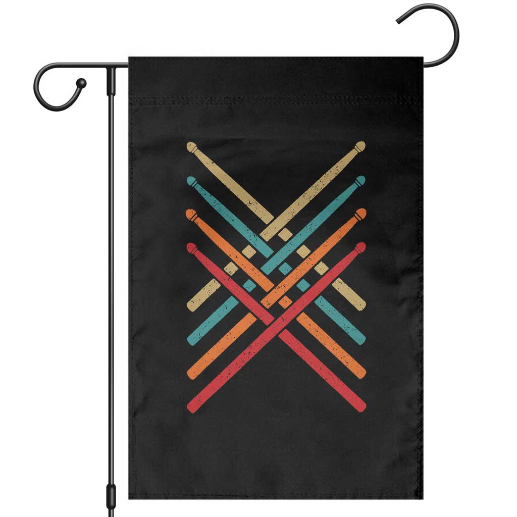 Retro Vintage Drummer Garden Flag 70s 80s Distressed Drum Sticks TS10 Black Print Your Wear