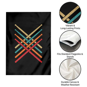 Retro Vintage Drummer Garden Flag 70s 80s Distressed Drum Sticks TS10 Print Your Wear