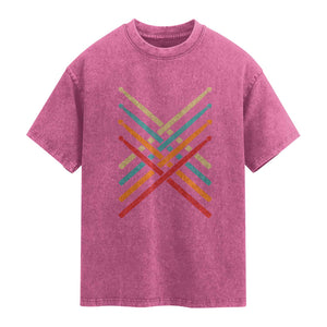 Retro Vintage Drummer Washed Cotton T-Shirt 70s 80s Distressed Drum Sticks