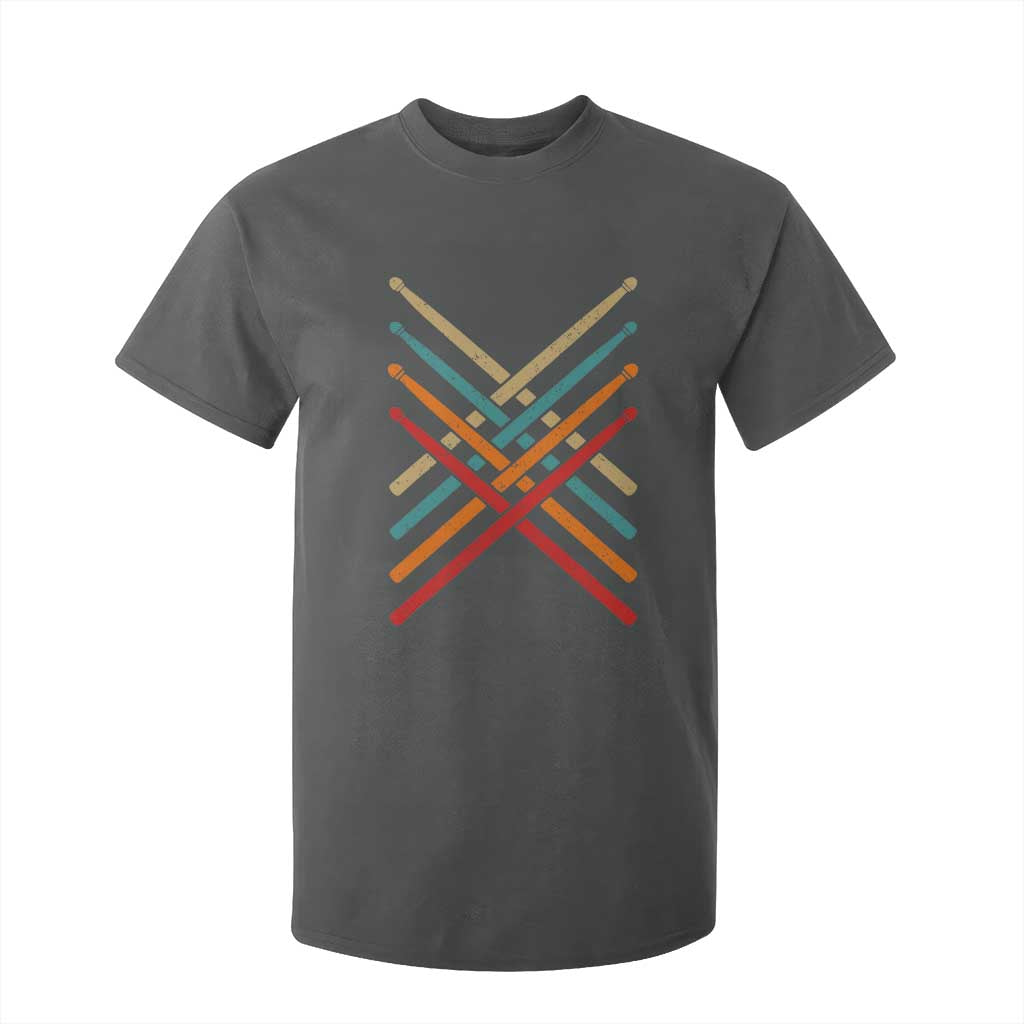 Retro Vintage Drummer T Shirt For Kid 70s 80s Distressed Drum Sticks TS10 Dark Heather Print Your Wear