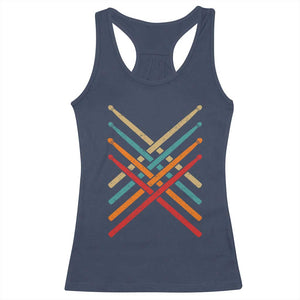 Retro Vintage Drummer Racerback Tank Top 70s 80s Distressed Drum Sticks TS10 Navy Print Your Wear