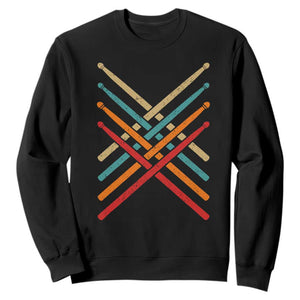 Retro Vintage Drummer Sweatshirt 70s 80s Distressed Drum Sticks TS10 Black Print Your Wear