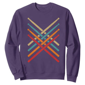 Retro Vintage Drummer Sweatshirt 70s 80s Distressed Drum Sticks TS10 Purple Print Your Wear