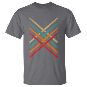 Retro Vintage Drummer T Shirt 70s 80s Distressed Drum Sticks TS10 Charcoal Print Your Wear