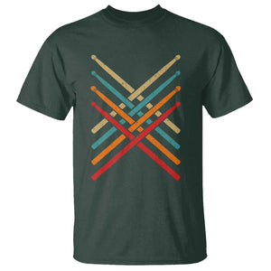 Retro Vintage Drummer T Shirt 70s 80s Distressed Drum Sticks TS10 Dark Forest Green Print Your Wear