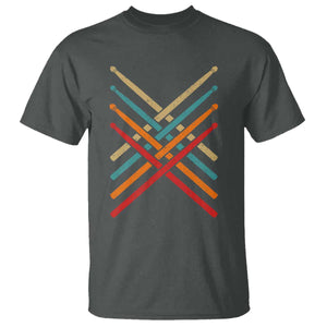 Retro Vintage Drummer T Shirt 70s 80s Distressed Drum Sticks TS10 Dark Heather Print Your Wear
