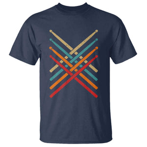 Retro Vintage Drummer T Shirt 70s 80s Distressed Drum Sticks TS10 Navy Print Your Wear