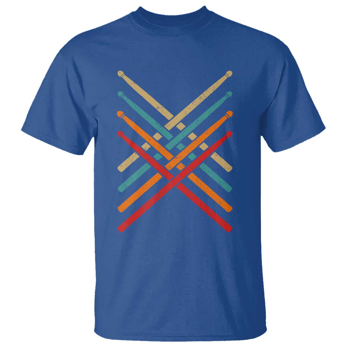 Retro Vintage Drummer T Shirt 70s 80s Distressed Drum Sticks TS10 Royal Blue Print Your Wear