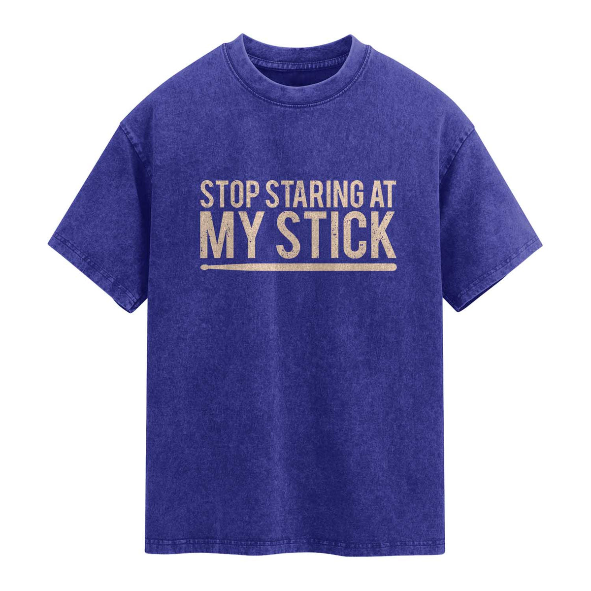 Funny Drumming Washed Cotton T-Shirt Stop Staring At My Stick Drummer