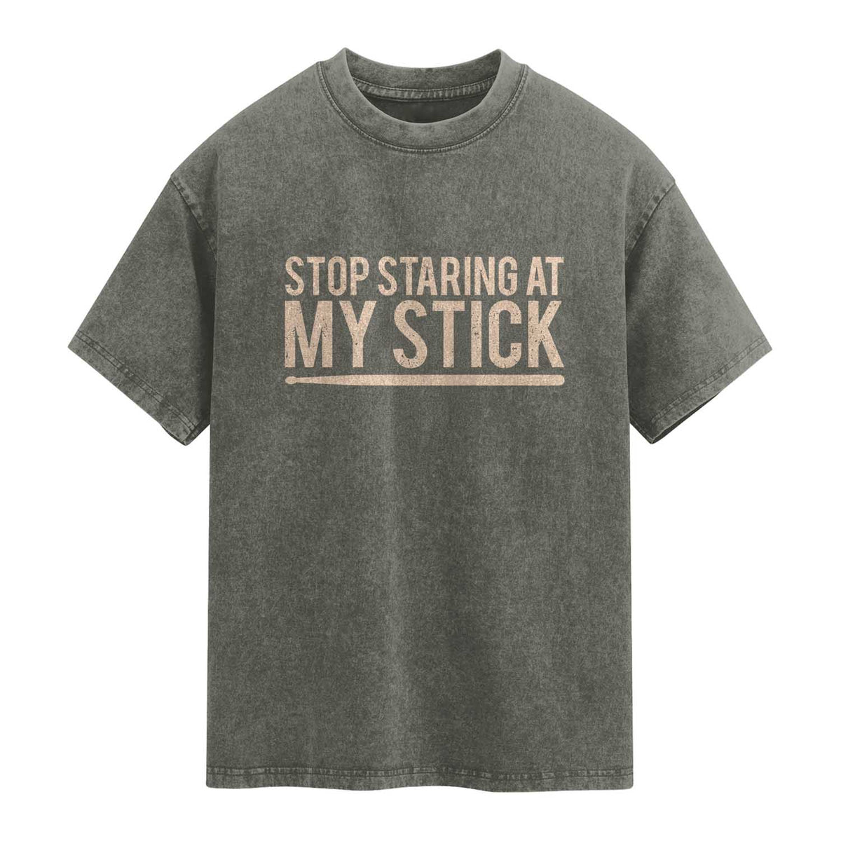 Funny Drumming Washed Cotton T-Shirt Stop Staring At My Stick Drummer