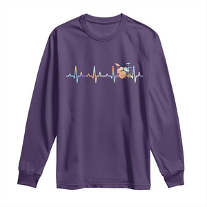 Drums Heartbeat Long Sleeve Shirt Drummer Percussionist Silhouette TS10 Purple Print Your Wear