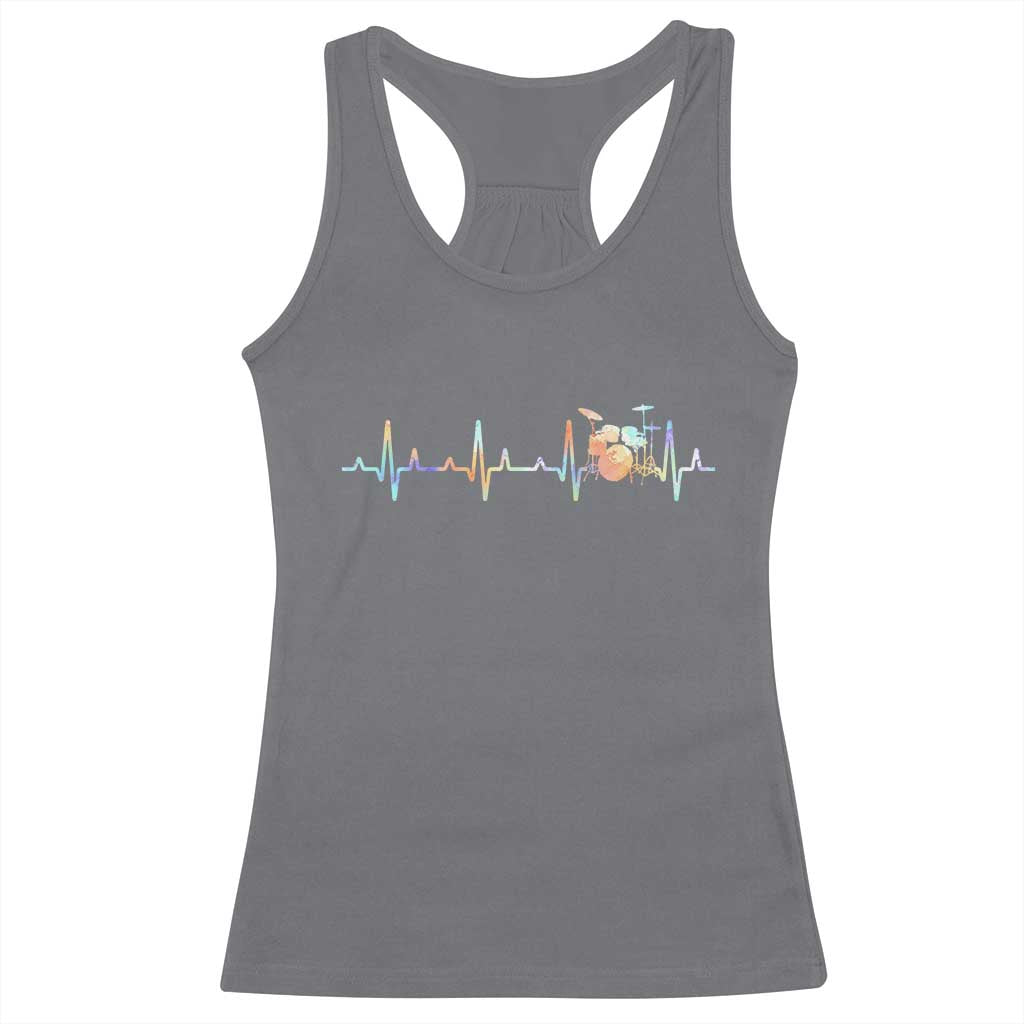 Drums Heartbeat Racerback Tank Top Drummer Percussionist Silhouette TS10 Charcoal Print Your Wear