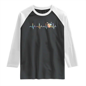 Drums Heartbeat Raglan Shirt Drummer Percussionist Silhouette TS10 Black White Print Your Wear