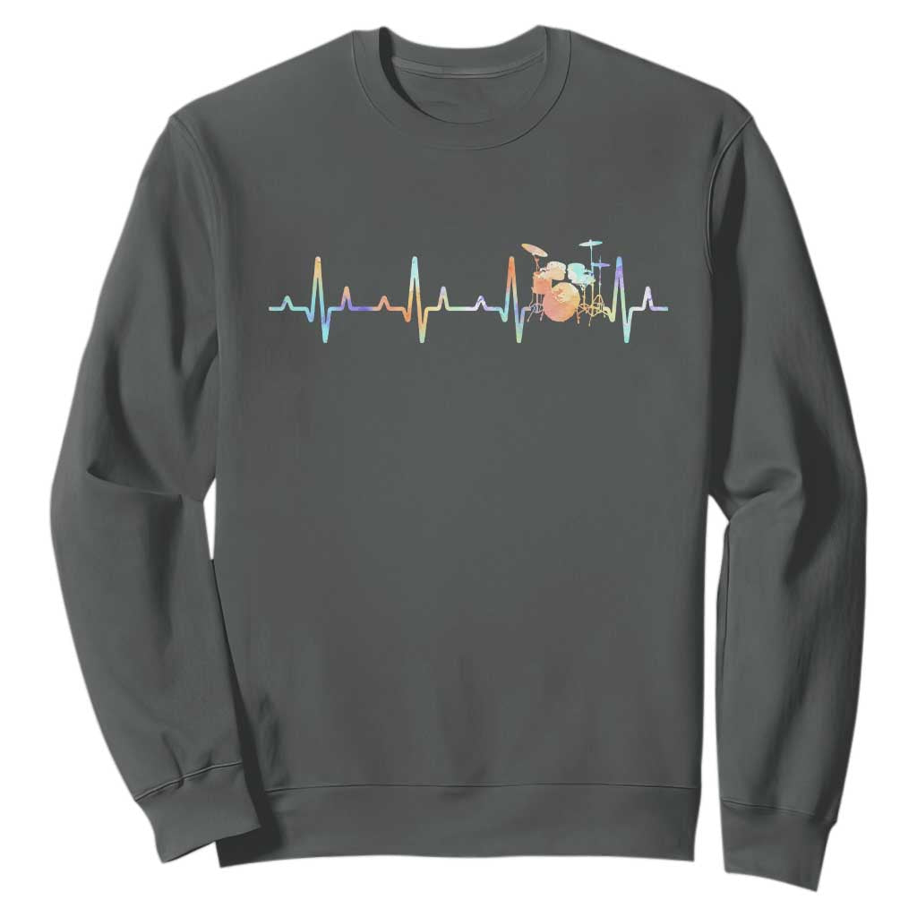 Drums Heartbeat Sweatshirt Drummer Percussionist Silhouette TS10 Dark Heather Print Your Wear