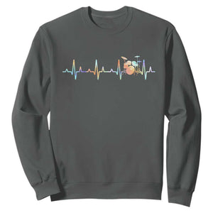 Drums Heartbeat Sweatshirt Drummer Percussionist Silhouette TS10 Dark Heather Print Your Wear