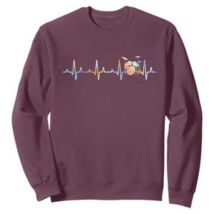 Drums Heartbeat Sweatshirt Drummer Percussionist Silhouette TS10 Maroon Print Your Wear