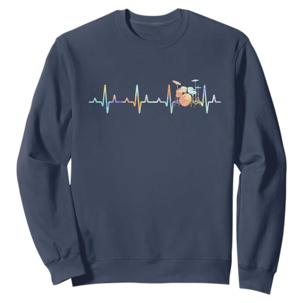 Drums Heartbeat Sweatshirt Drummer Percussionist Silhouette TS10 Navy Print Your Wear