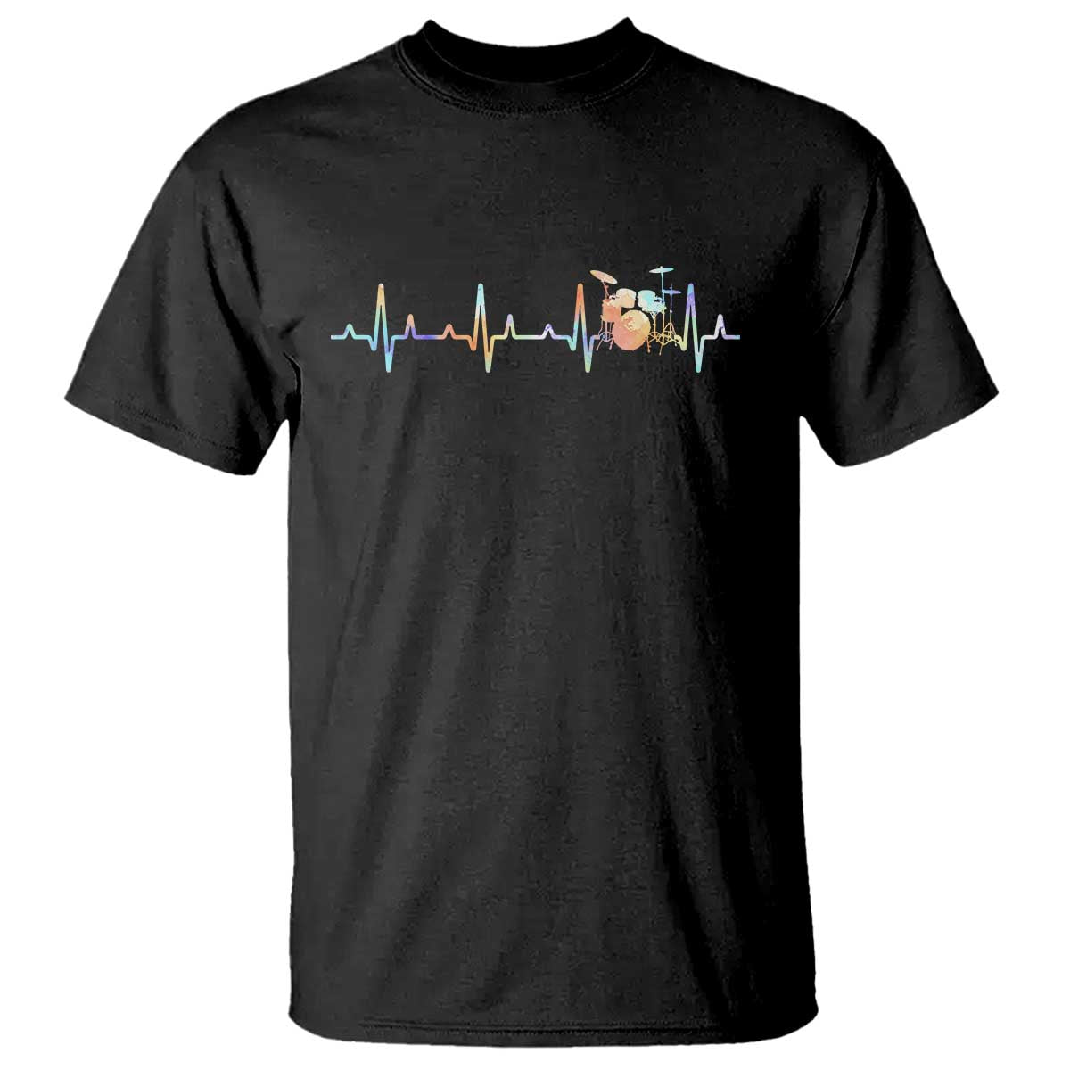 Drums Heartbeat T Shirt Drummer Percussionist Silhouette TS10 Black Print Your Wear