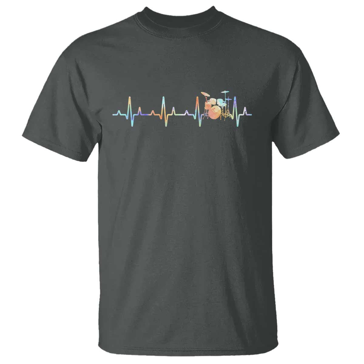 Drums Heartbeat T Shirt Drummer Percussionist Silhouette TS10 Dark Heather Print Your Wear