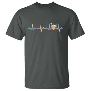 Drums Heartbeat T Shirt Drummer Percussionist Silhouette TS10 Dark Heather Print Your Wear