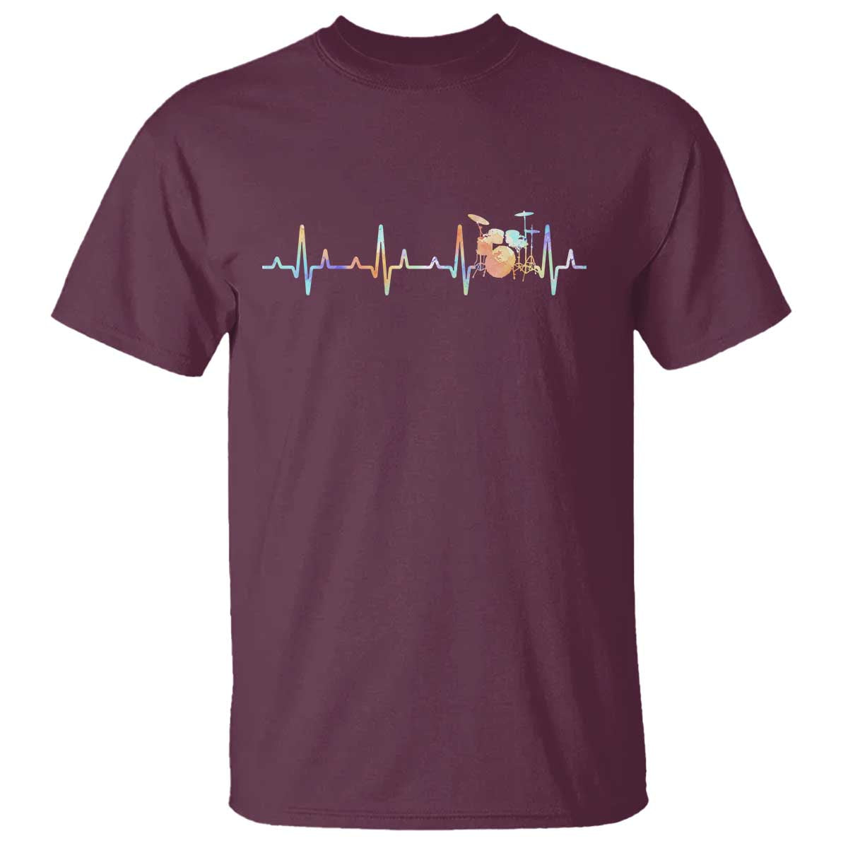 Drums Heartbeat T Shirt Drummer Percussionist Silhouette TS10 Maroon Print Your Wear