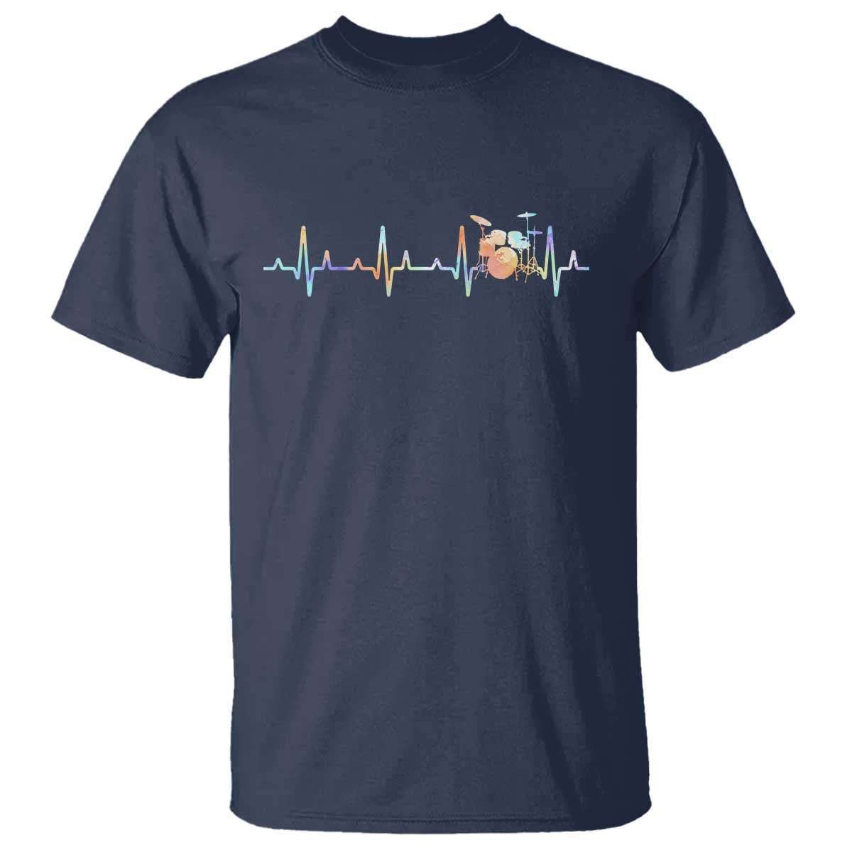Drums Heartbeat T Shirt Drummer Percussionist Silhouette TS10 Navy Print Your Wear