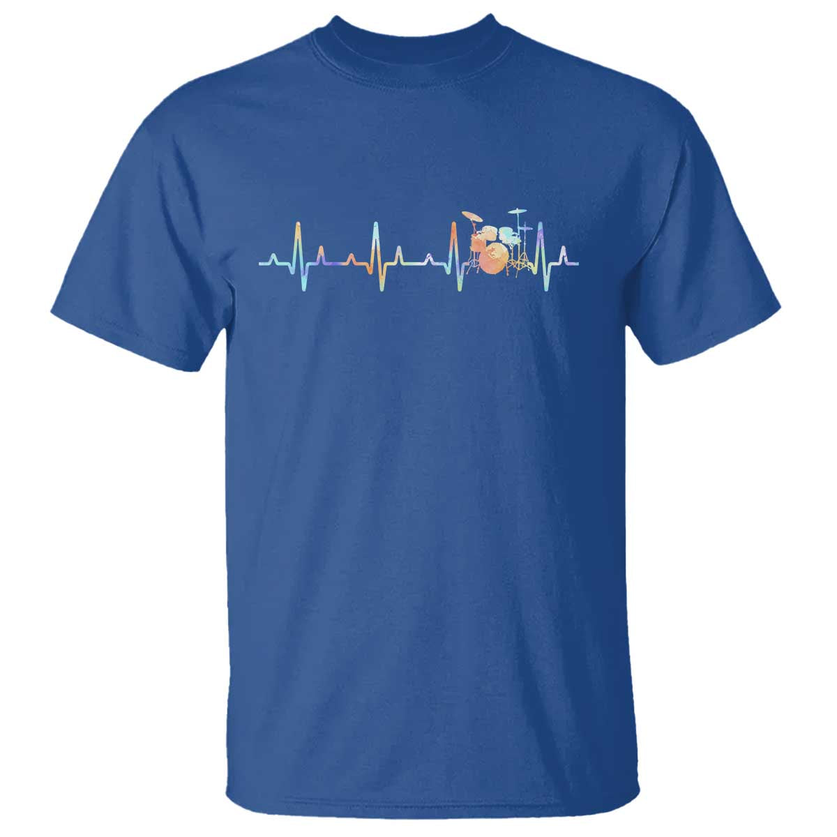 Drums Heartbeat T Shirt Drummer Percussionist Silhouette TS10 Royal Blue Print Your Wear