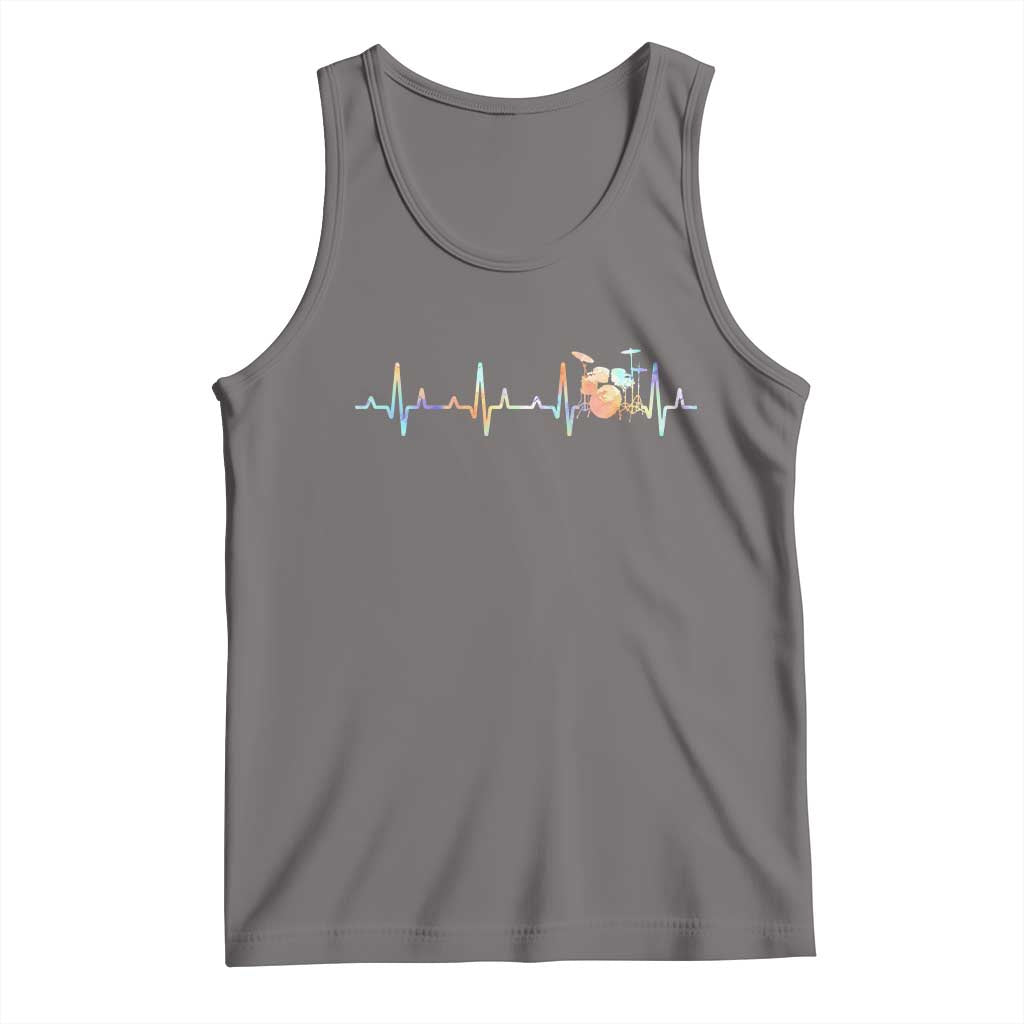 Drums Heartbeat Tank Top Drummer Percussionist Silhouette TS10 Deep Heather Print Your Wear