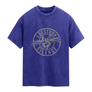 Funny Drummer Washed Cotton T-Shirt Musician Gift Percussion Lover