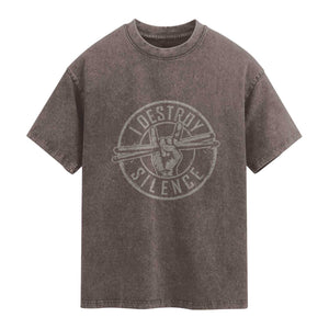 Funny Drummer Washed Cotton T-Shirt Musician Gift Percussion Lover