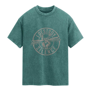 Funny Drummer Washed Cotton T-Shirt Musician Gift Percussion Lover