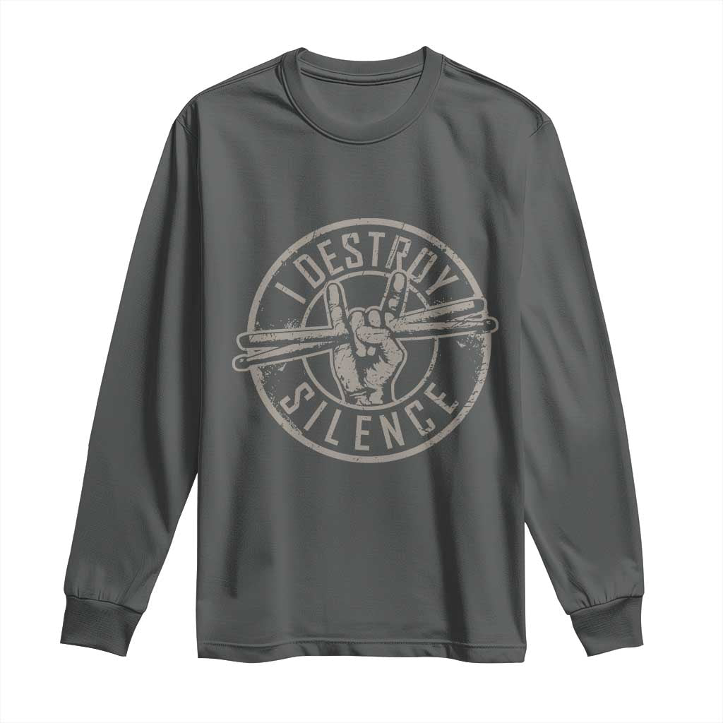 Funny Drummer Long Sleeve Shirt Musician Gift Percussion Lover TS10 Dark Heather Print Your Wear