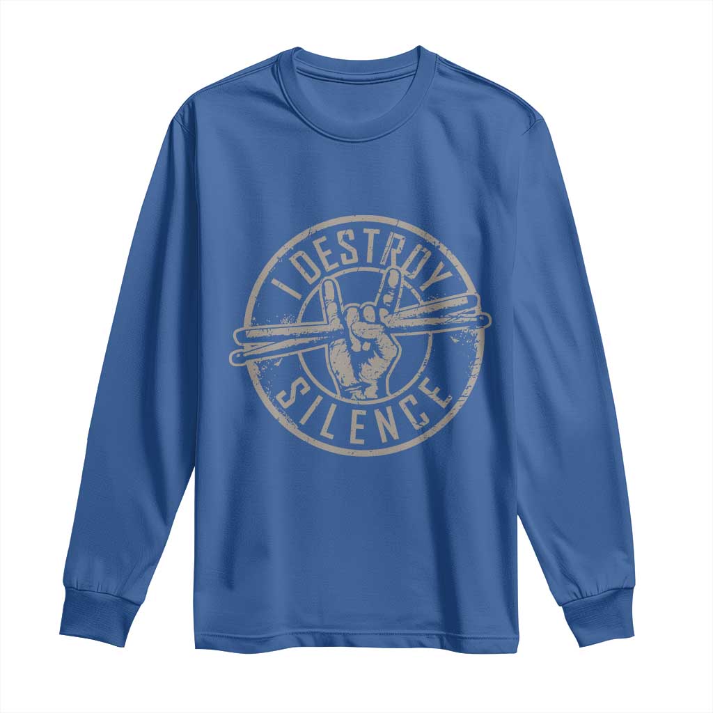 Funny Drummer Long Sleeve Shirt Musician Gift Percussion Lover TS10 Royal Blue Print Your Wear