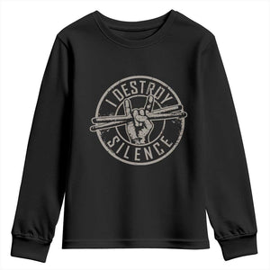 Funny Drummer Youth Sweatshirt Musician Gift Percussion Lover TS10 Black Print Your Wear