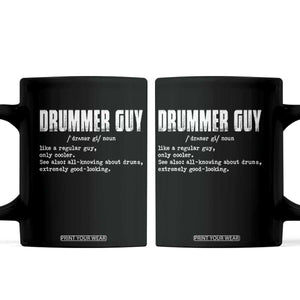 Funny Drummer Guy Coffee Mug Definition Vintage Drums Drumming TS10 Black Print Your Wear