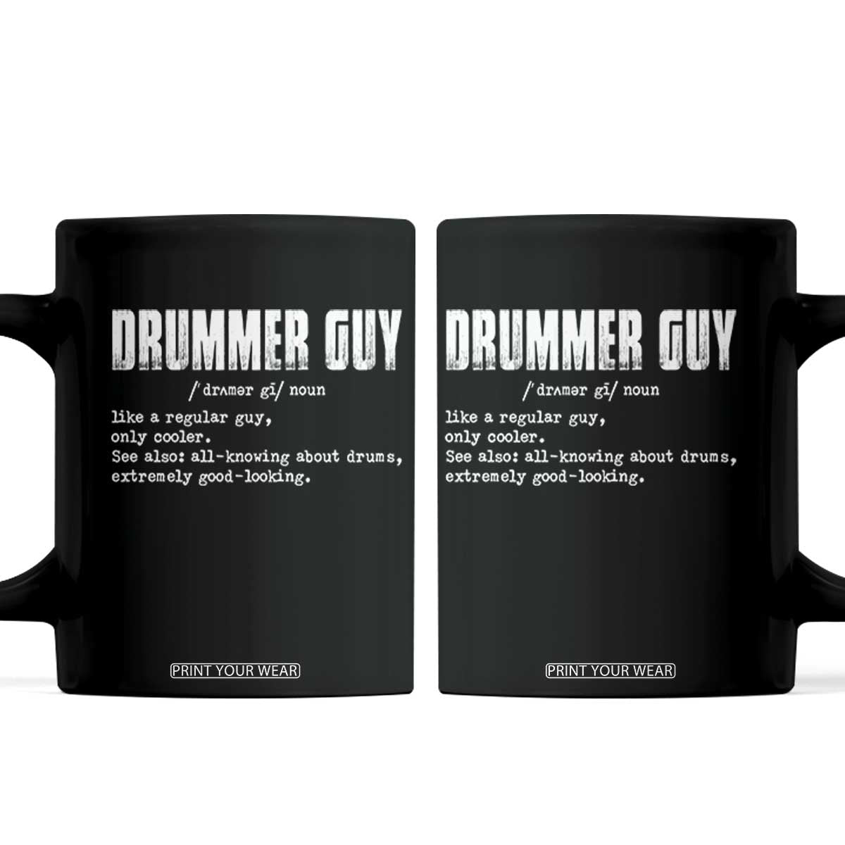 Funny Drummer Guy Coffee Mug Definition Vintage Drums Drumming TS10 Black Print Your Wear