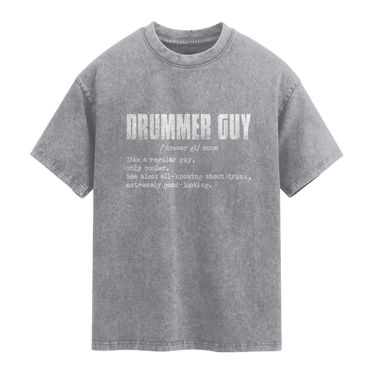 Funny Drummer Guy Washed Cotton T-Shirt Definition Vintage Drums Drumming