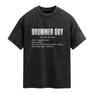 Funny Drummer Guy Washed Cotton T-Shirt Definition Vintage Drums Drumming