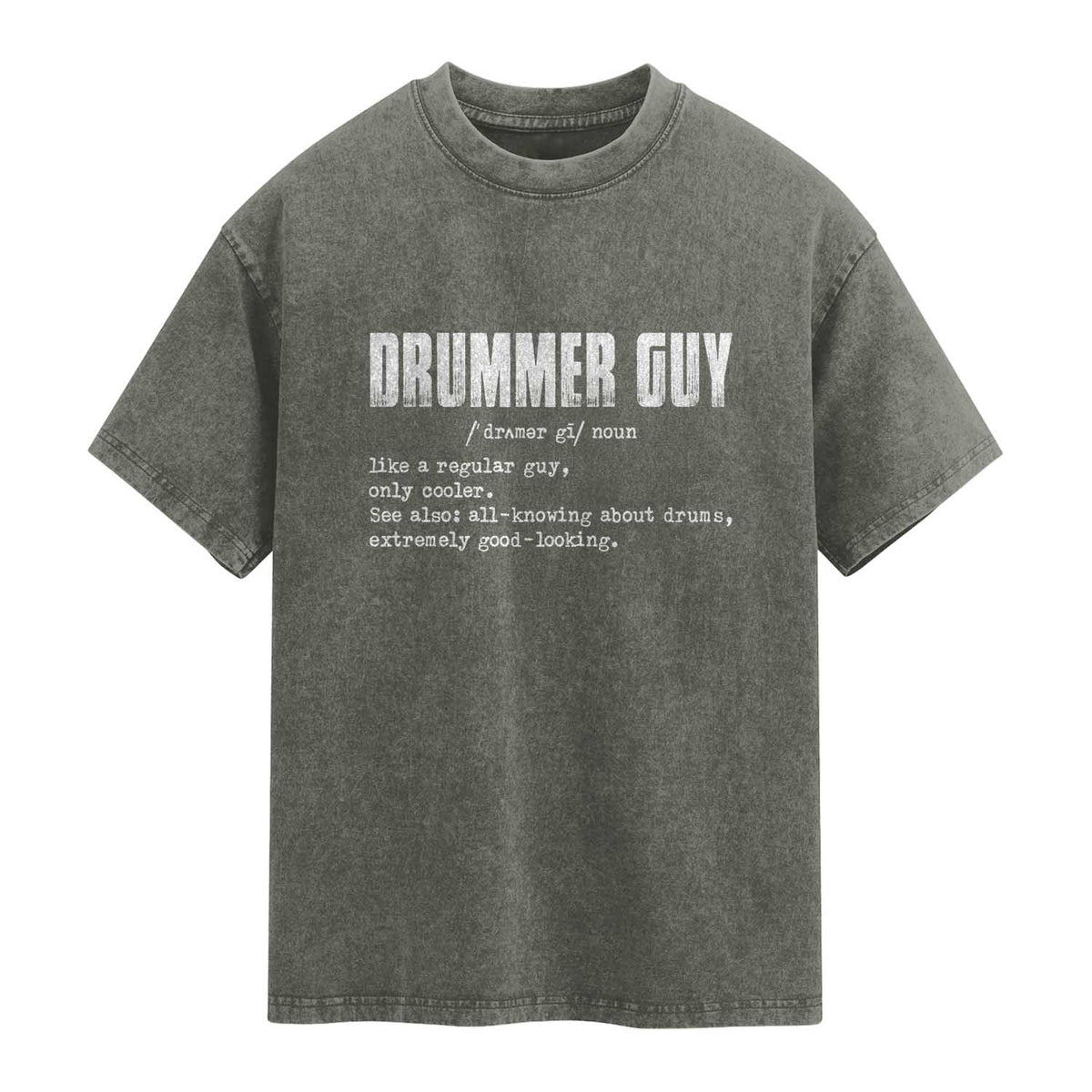 Funny Drummer Guy Washed Cotton T-Shirt Definition Vintage Drums Drumming
