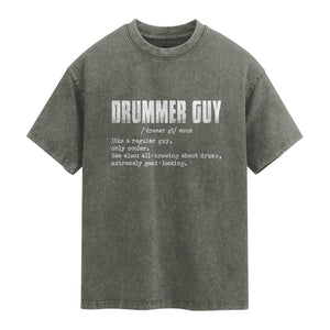 Funny Drummer Guy Washed Cotton T-Shirt Definition Vintage Drums Drumming