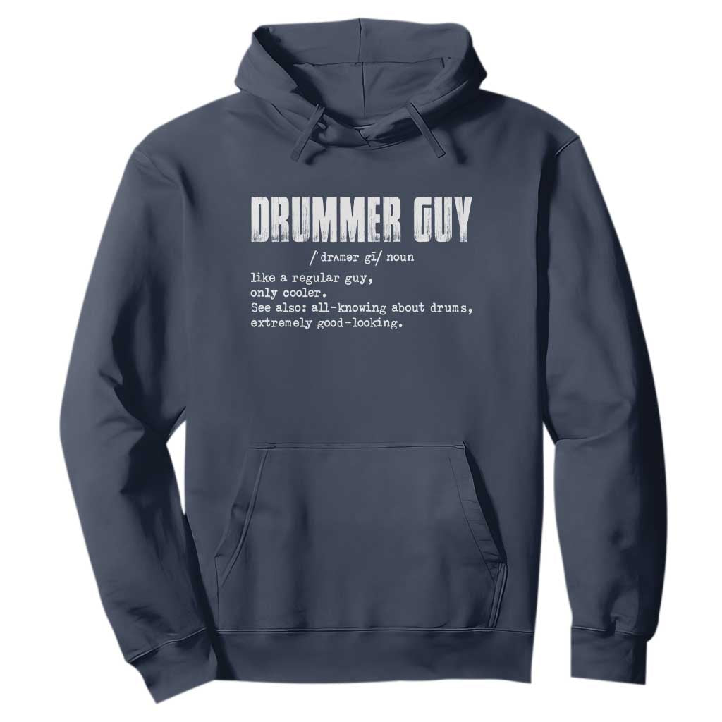 Funny Drummer Guy Hoodie Definition Vintage Drums Drumming TS10 Navy Print Your Wear