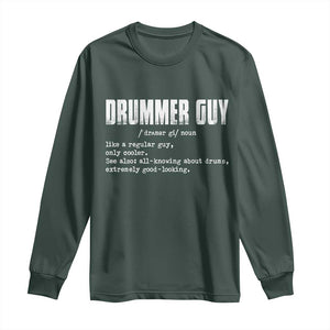 Funny Drummer Guy Long Sleeve Shirt Definition Vintage Drums Drumming TS10 Dark Forest Green Print Your Wear