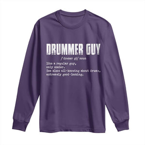 Funny Drummer Guy Long Sleeve Shirt Definition Vintage Drums Drumming TS10 Purple Print Your Wear