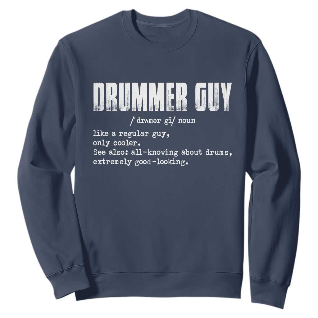 Funny Drummer Guy Sweatshirt Definition Vintage Drums Drumming TS10 Navy Print Your Wear