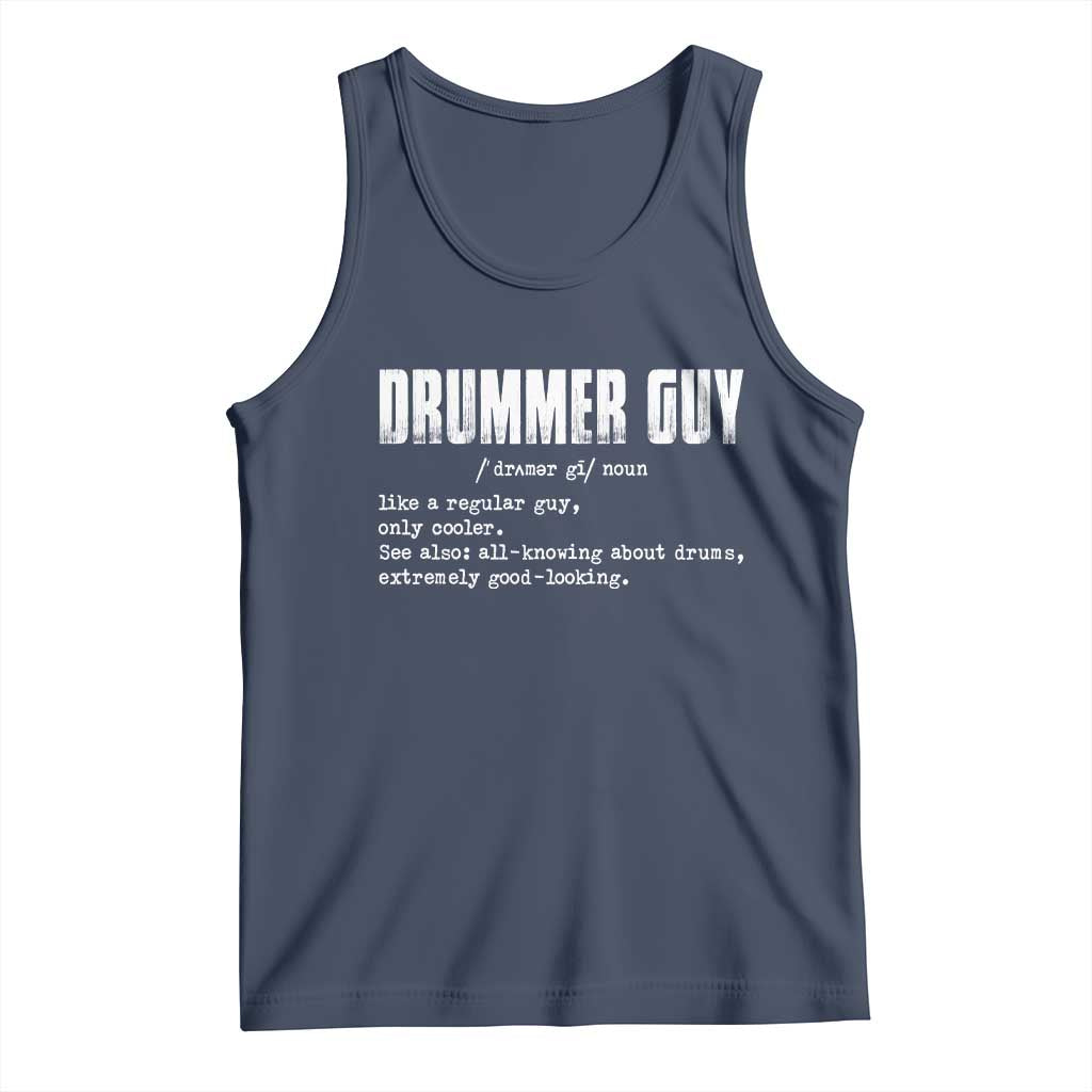 Funny Drummer Guy Tank Top Definition Vintage Drums Drumming TS10 Navy Print Your Wear