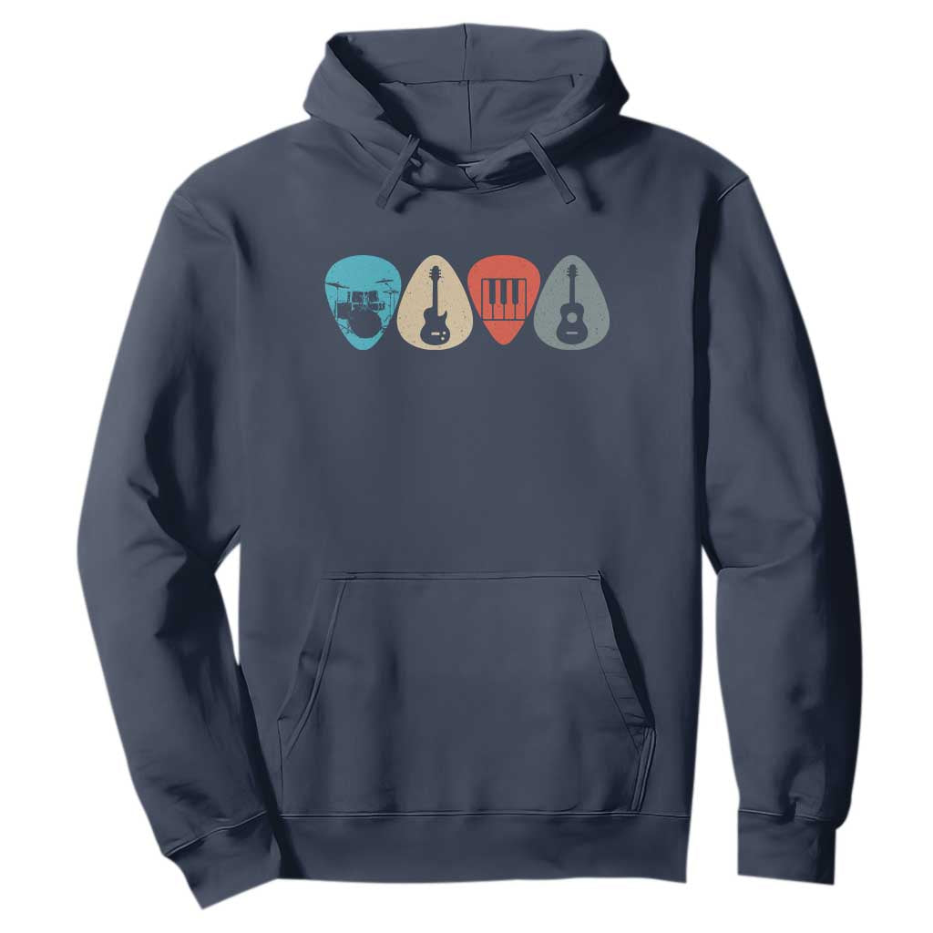 Guitar Pick Hoodie Retro Music Instrument TS10 Navy Print Your Wear