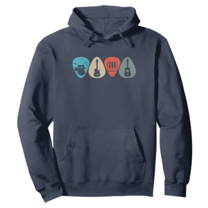 Guitar Pick Hoodie Retro Music Instrument TS10 Navy Print Your Wear