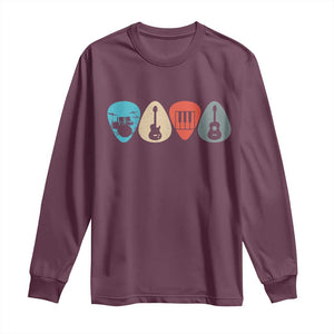 Guitar Pick Long Sleeve Shirt Retro Music Instrument TS10 Maroon Print Your Wear